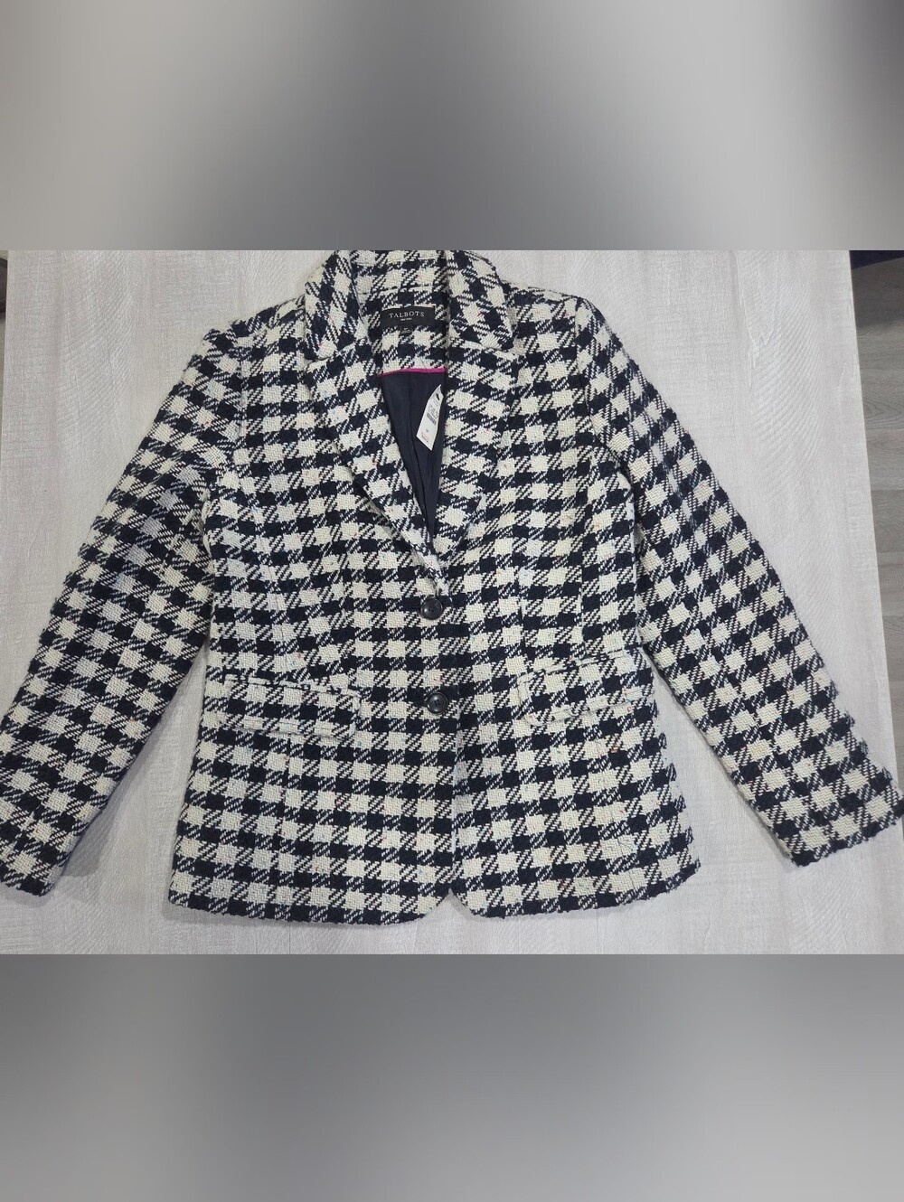 Talbots Black & White Houndstooth Blazer Jacket - Picture 2 of 11